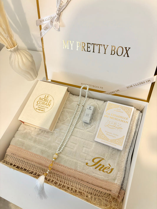 Coffret tapis de prière blanc épais