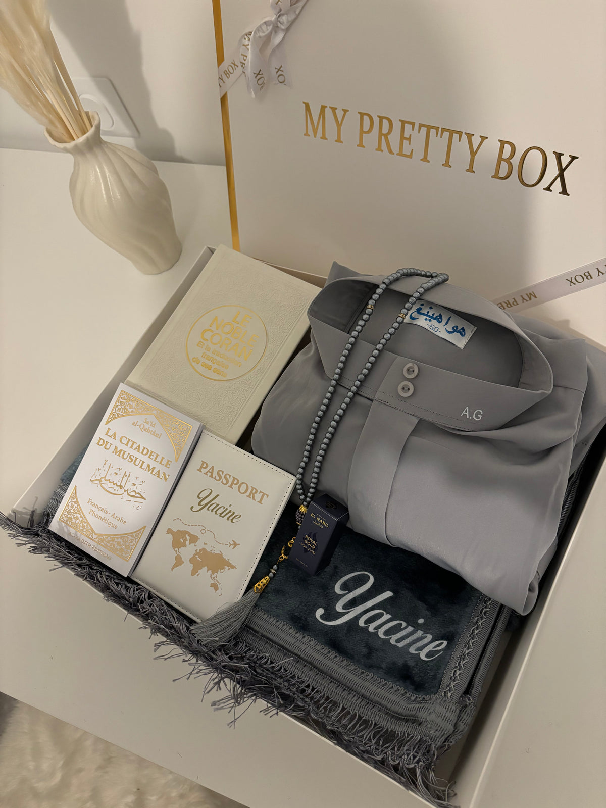 Coffret Qamis Haut de gamme gris