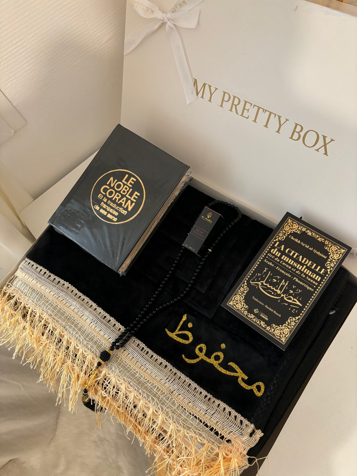 Coffret tapis de prière noir