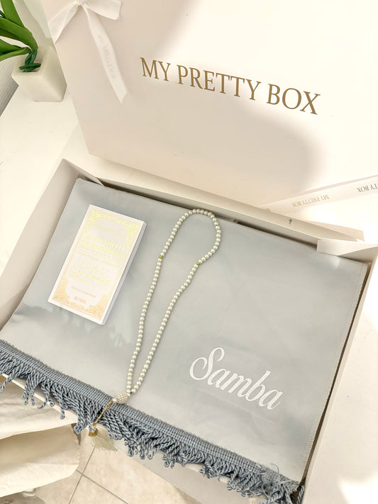 Coffret tapis de prière bleu pastel