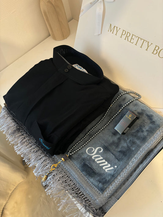 Coffret Qamis tapis bleu semi épais